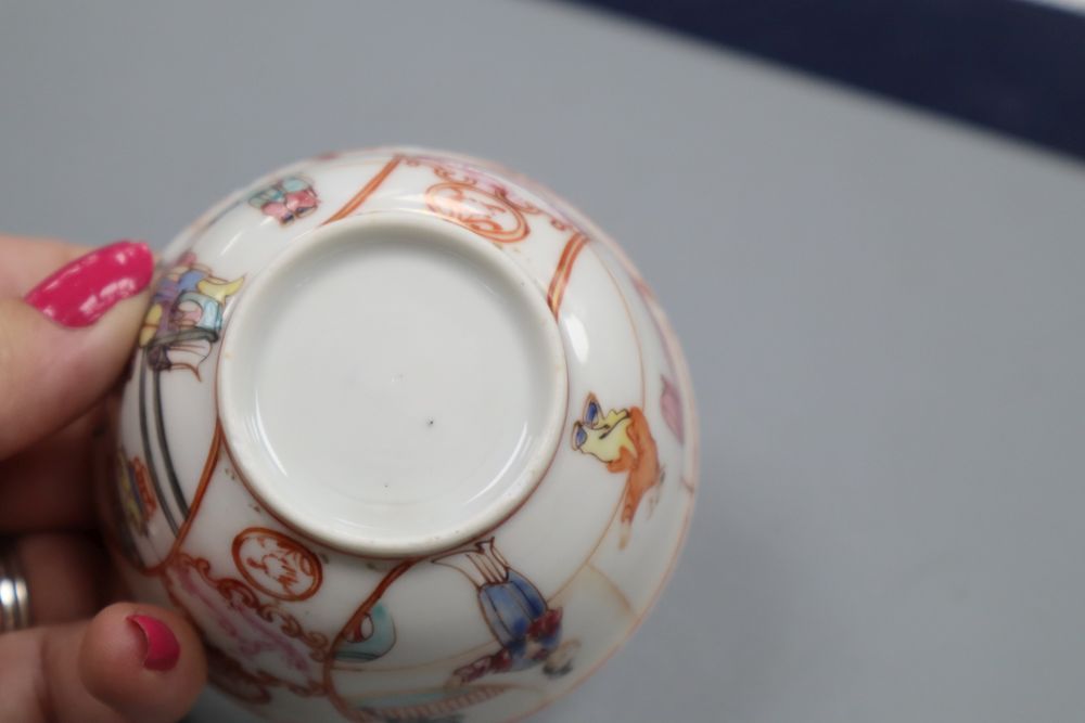 A Chinese famille rose tea bowl and saucer